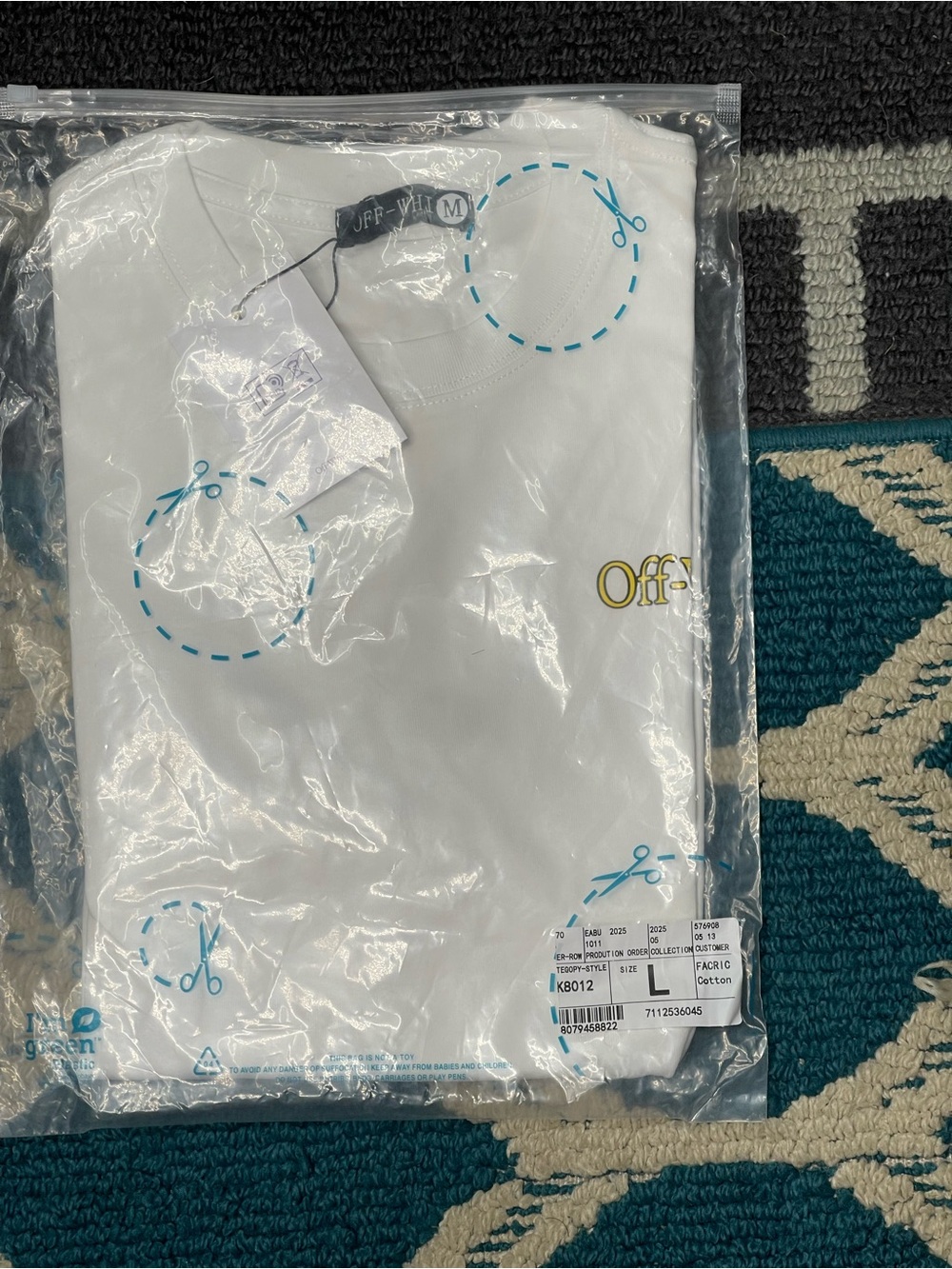 Off-White White Tee with Gold 'Off' Accent